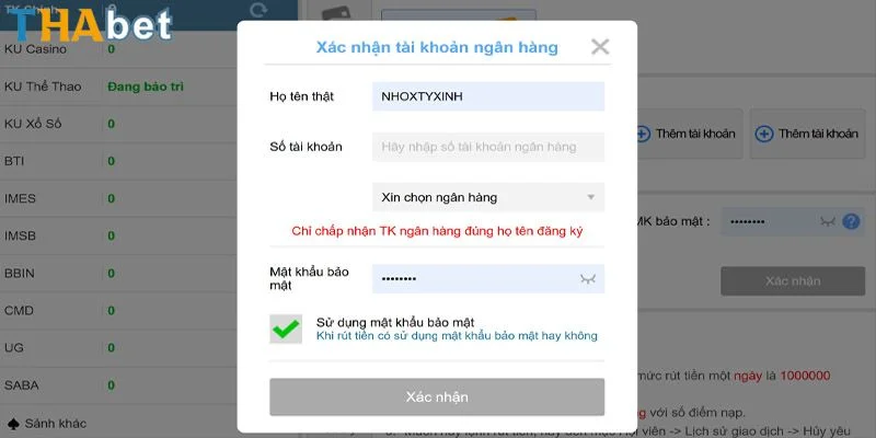 Cách thức rút tiền tại Thabet được thực hiện rất nhanh gọn.